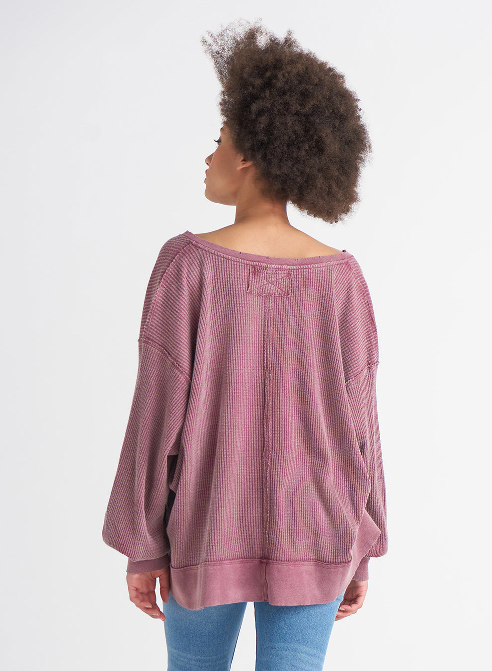 Dex Tory V-Neck Thermal Waffle Top