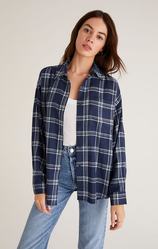Z Supply Clio Plaid Button Up Top